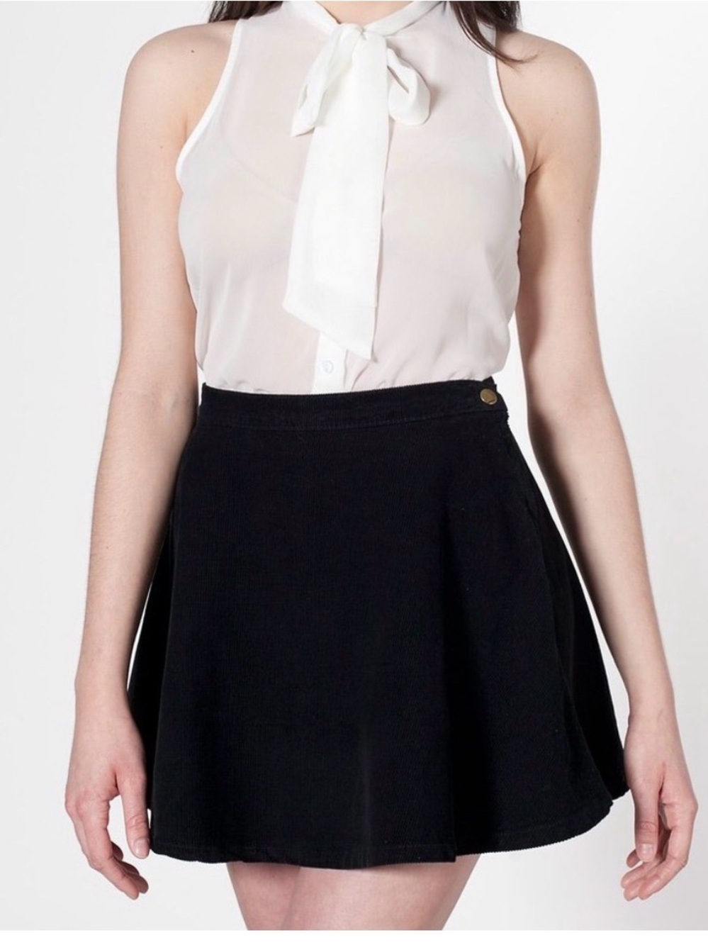 American Apparel Black Corduroy Skirt - M